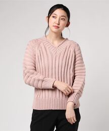 Vネックシンプルニットセーター
