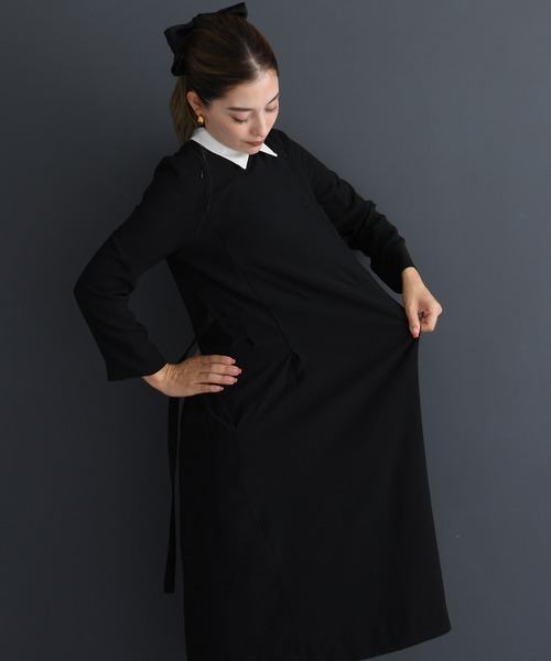 美品　CHOCOA 授乳レトロカラーワンピース【マタニティ服/授乳服】 CHOCOA マタニティ 授乳レトロカラー マタニティワンピース