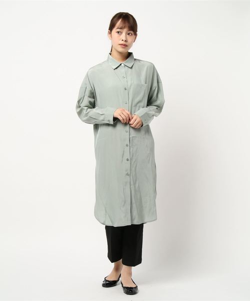 LOWRYS FARM（ローリーズファーム）の「フカスリットシャツワンピース　867210（ワンピース・レディース・ベージュ/アイボリー/カーキ・FREE）」の8枚目の写真