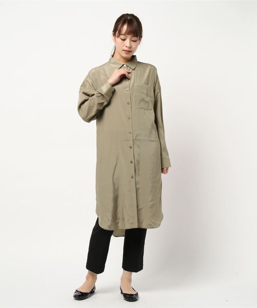 LOWRYS FARM（ローリーズファーム）の「フカスリットシャツワンピース　867210（ワンピース・レディース・ベージュ/アイボリー/カーキ・FREE）」の7枚目の写真