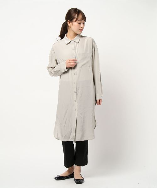 LOWRYS FARM（ローリーズファーム）の「フカスリットシャツワンピース　867210（ワンピース・レディース・ベージュ/アイボリー/カーキ・FREE）」の6枚目の写真