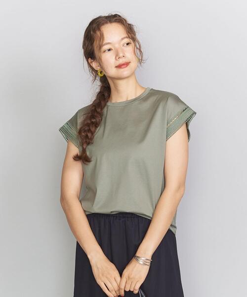 BEAUTY&YOUTH UNITED ARROWS(ビューティーアンドユースユナイテッドアローズ)の「BY カットワークフレアスリーブカットソー ◆(Tシャツ/カットソー・レディース・ホワイト/モカ/ブラック/オリーブ・FREE)」の4枚目の写真