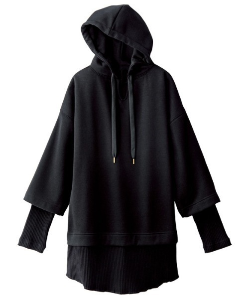 GeeRA(ジーラ)の「レイヤード風デザインパーカー(パーカー・レディース・ブラック/モカ/ブルー/ブラウン・MEDIUM/XX-LARGE/LARGE/X-LARGE)」の10枚目の写真