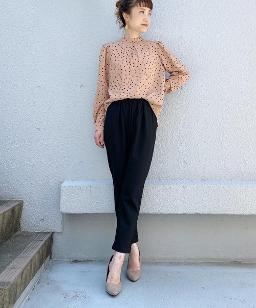 PICCIN(ピッチン)の「スタンドカラードットブラウス(シャツ/ブラウス・レディース・ブラック/ベージュ・M)」の7枚目の写真