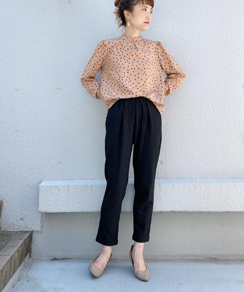 PICCIN(ピッチン)の「スタンドカラードットブラウス(シャツ/ブラウス・レディース・ブラック/ベージュ・M)」の10枚目の写真