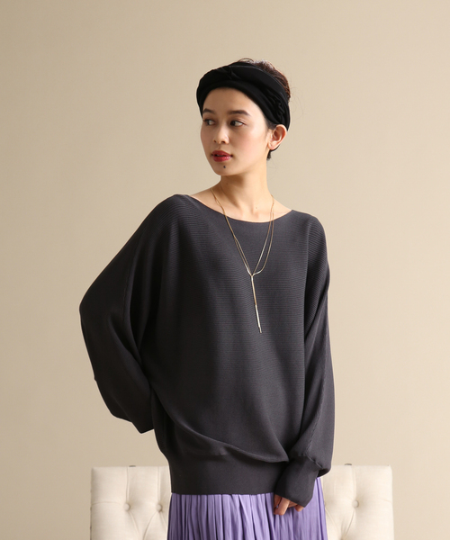 Tiara(ティアラ)の「横リブドルマンニット(ニット/セーター・レディース・アイボリー/チャコールグレー/ライトグリーン/ライトピンク・FREE)」の1枚目の写真