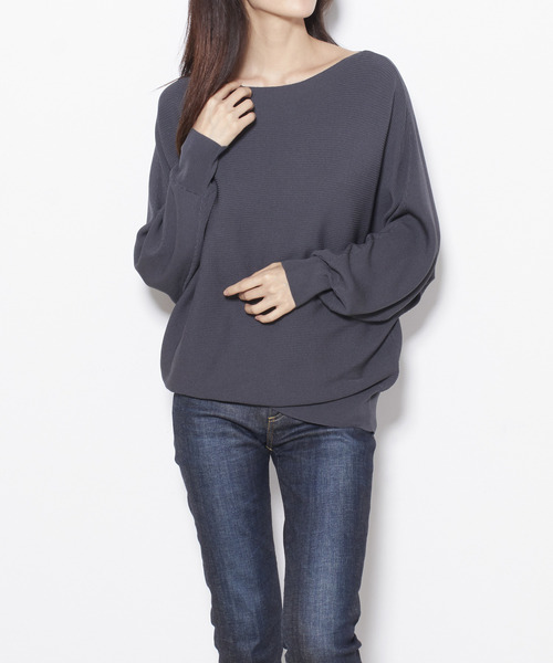 Tiara(ティアラ)の「横リブドルマンニット(ニット/セーター・レディース・アイボリー/チャコールグレー/ライトグリーン/ライトピンク・FREE)」の5枚目の写真