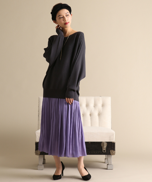 Tiara(ティアラ)の「横リブドルマンニット(ニット/セーター・レディース・アイボリー/チャコールグレー/ライトグリーン/ライトピンク・FREE)」の8枚目の写真