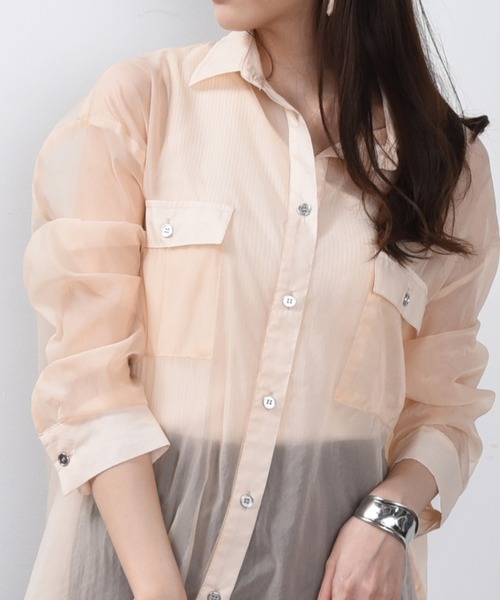 ap retro（アプレトロ）の「シアービッグロングシャツ【ZOZOTOWN限定商品】（シャツ/ブラウス・レディース・ブラック/ブラウン/グリーン/アイボリー/グレイッシュベージュ・FREE）」の6枚目の写真