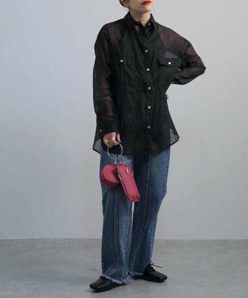 ap retro（アプレトロ）の「シアービッグロングシャツ【ZOZOTOWN限定商品】（シャツ/ブラウス・レディース・ブラック/ブラウン/グリーン/アイボリー/グレイッシュベージュ・FREE）」の13枚目の写真