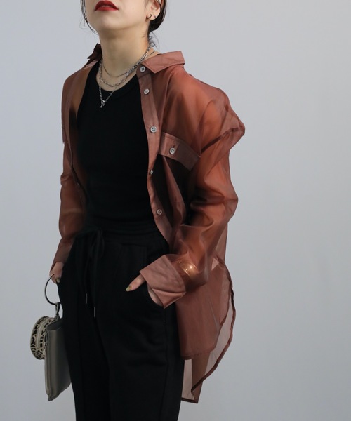 ap retro（アプレトロ）の「シアービッグロングシャツ【ZOZOTOWN限定商品】（シャツ/ブラウス・レディース・ブラック/ブラウン/グリーン/アイボリー/グレイッシュベージュ・FREE）」の18枚目の写真