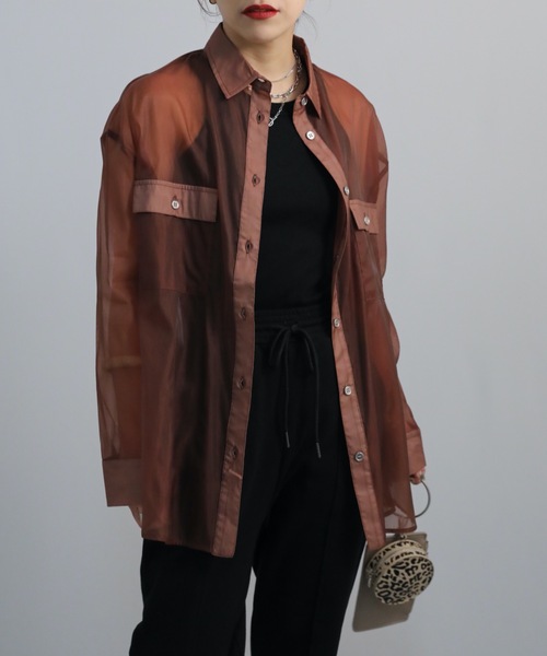 ap retro（アプレトロ）の「シアービッグロングシャツ【ZOZOTOWN限定商品】（シャツ/ブラウス・レディース・ブラック/ブラウン/グリーン/アイボリー/グレイッシュベージュ・FREE）」の19枚目の写真