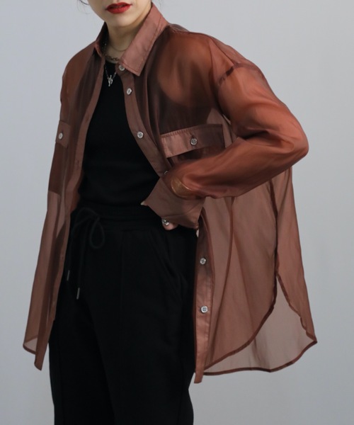 ap retro（アプレトロ）の「シアービッグロングシャツ【ZOZOTOWN限定商品】（シャツ/ブラウス・レディース・ブラック/ブラウン/グリーン/アイボリー/グレイッシュベージュ・FREE）」の21枚目の写真