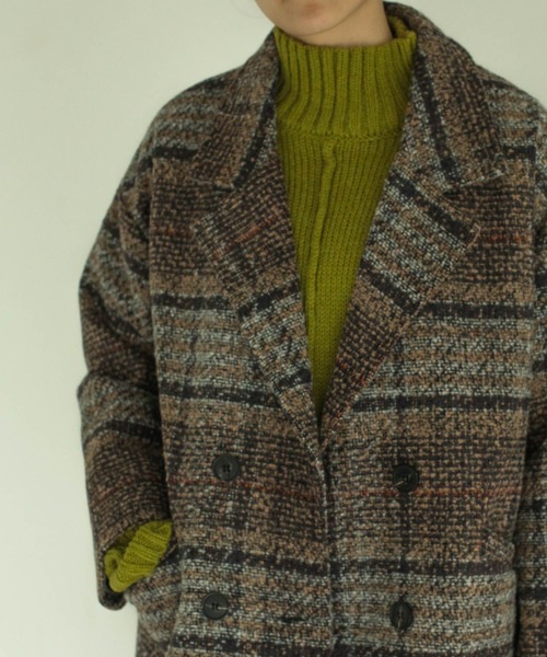 VACANCY（ヴァカンシー）の「【定番で毎年着たくなる◎】チェックダブルコート（テーラードジャケット・レディース・ブラウン/グレー・FREE）」の7枚目の写真