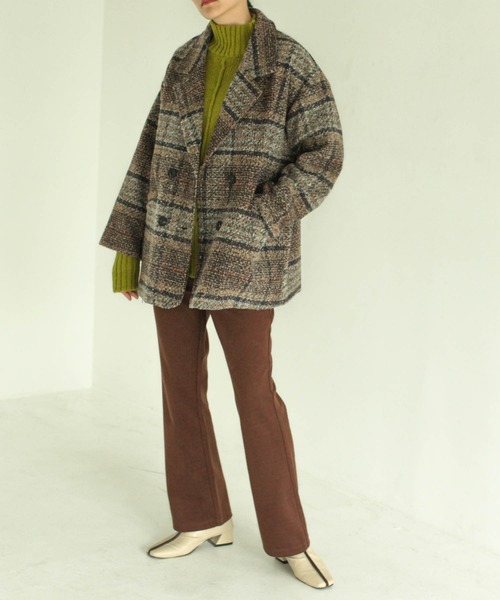 VACANCY（ヴァカンシー）の「【定番で毎年着たくなる◎】チェックダブルコート（テーラードジャケット・レディース・ブラウン/グレー・FREE）」の10枚目の写真