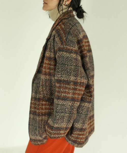 VACANCY（ヴァカンシー）の「【定番で毎年着たくなる◎】チェックダブルコート（テーラードジャケット・レディース・ブラウン/グレー・FREE）」の17枚目の写真