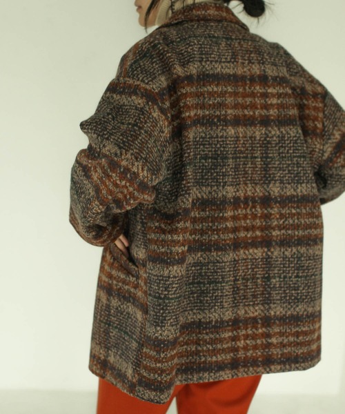 VACANCY（ヴァカンシー）の「【定番で毎年着たくなる◎】チェックダブルコート（テーラードジャケット・レディース・ブラウン/グレー・FREE）」の18枚目の写真