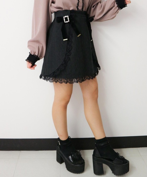 ROJITA(ロジータ)の「ケーブルニットライクスカート(スカート・レディース・ブラック/ピンク・FREE)」の7枚目の写真