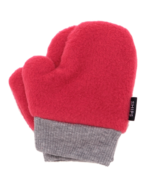 SHIPS(シップス)の「SHIPS KIDS:フリース リバーシブル ミトン(手袋・キッズ・ベージュ/レッド・ONE SIZE)」の2枚目の写真