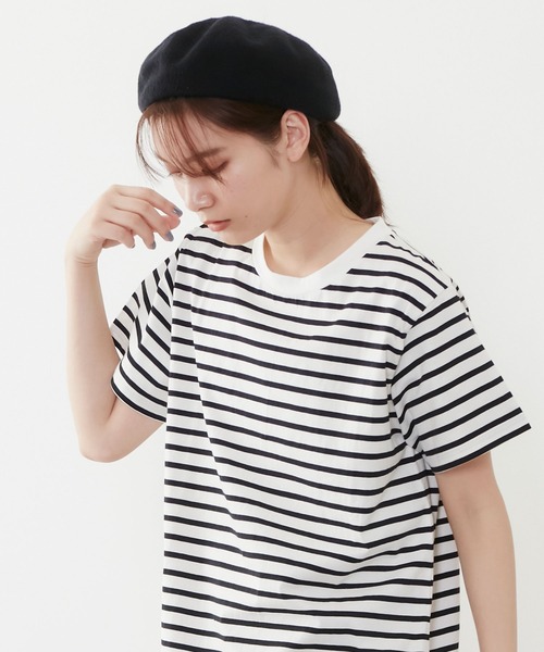 POU DOU DOU（プードゥドゥ）の「コットンサーモベレー（ハンチング/ベレー帽・レディース・ブラック/ベージュ/グリーン・8）」の9枚目の写真