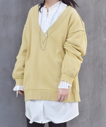 w closet | 深Vネックダメージ加工プルオーバー(スウェット)
