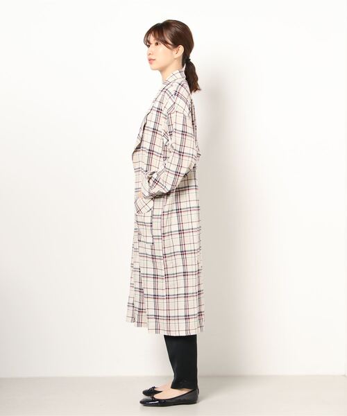 チチカカ（チチカカ）の「チェックローブガウン（ノーカラーコート・レディース・ベージュ/ブラウン・FREE）」の17枚目の写真