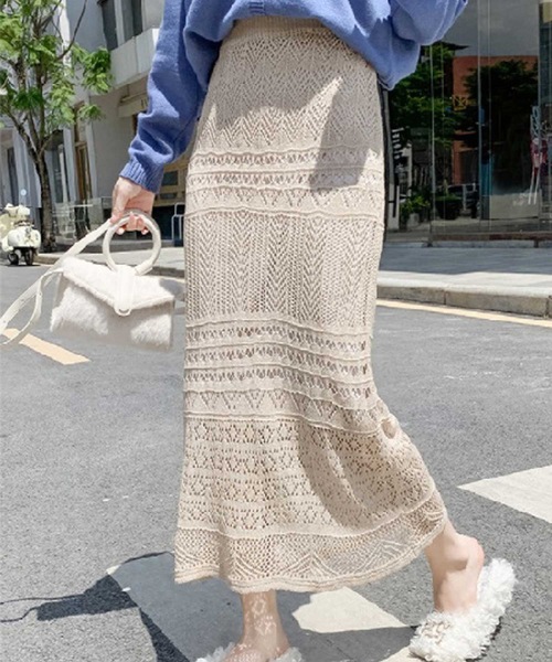 LUGG NAGG(ラグナグ)の「クロシェレースマキシスカート(スカート・レディース・ブラック/ベージュ・MEDIUM)」の2枚目の写真