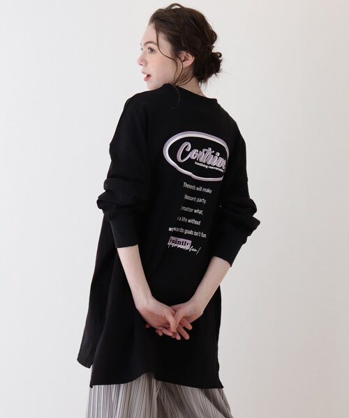 Cutie Blonde（キューティーブロンド）の「◆BIGシルエットバックプリントTシャツワンピ（ワンピース・レディース・ベージュ/パープル/オフホワイト/ブラック・00）」の3枚目の写真