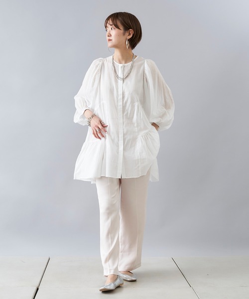DouDou(ドゥドゥ)の「ティアードチュニック(シャツ/ブラウス・レディース・ブラック/オフホワイト/グリーン・FREE)」の16枚目の写真