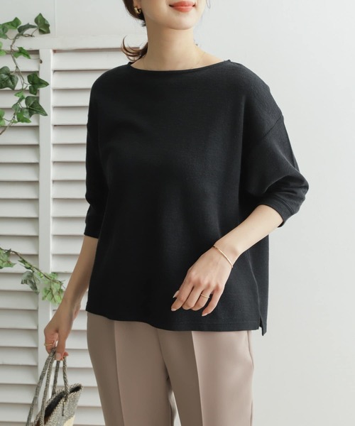 URBAN RESEARCH DOORS（アーバンリサーチドアーズ）の「コットンリネンサカリバーボートネック（Tシャツ/カットソー・レディース・ブラック/オフホワイト/グレー系その他・ONE）」の3枚目の写真