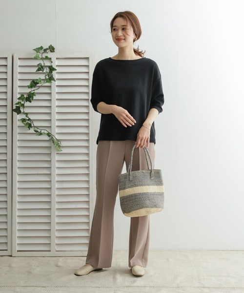 URBAN RESEARCH DOORS（アーバンリサーチドアーズ）の「コットンリネンサカリバーボートネック（Tシャツ/カットソー・レディース・ブラック/オフホワイト/グレー系その他・ONE）」の8枚目の写真