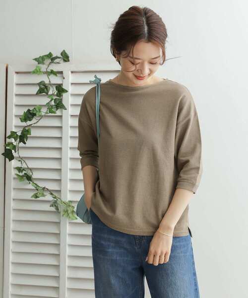 URBAN RESEARCH DOORS（アーバンリサーチドアーズ）の「コットンリネンサカリバーボートネック（Tシャツ/カットソー・レディース・ブラック/オフホワイト/グレー系その他・ONE）」の5枚目の写真