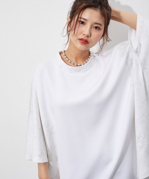 JUNRED（ジュンレッド）の「マーブル柄切替ドルマンTEE（Tシャツ/カットソー・メンズ・ホワイト/ベージュ・M/L）」の10枚目の写真