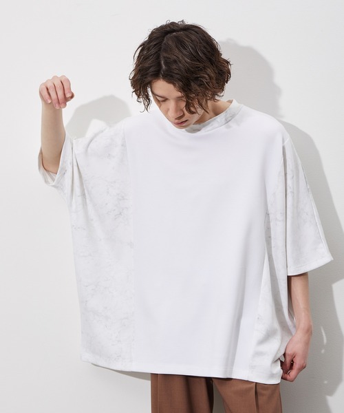 JUNRED（ジュンレッド）の「マーブル柄切替ドルマンTEE（Tシャツ/カットソー・メンズ・ホワイト/ベージュ・M/L）」の12枚目の写真