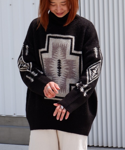 PENDLETON（ペンドルトン）の「PENDLETON/ ペンドルトン　Turtle Neck Pullover タートルネックプルオーバー 1575-6102（ニット/セーター・レディース・ブラック/ホワイト/サックスブルー・FREE）」の11枚目の写真