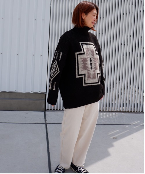 PENDLETON（ペンドルトン）の「PENDLETON/ ペンドルトン　Turtle Neck Pullover タートルネックプルオーバー 1575-6102（ニット/セーター・レディース・ブラック/ホワイト/サックスブルー・FREE）」の8枚目の写真