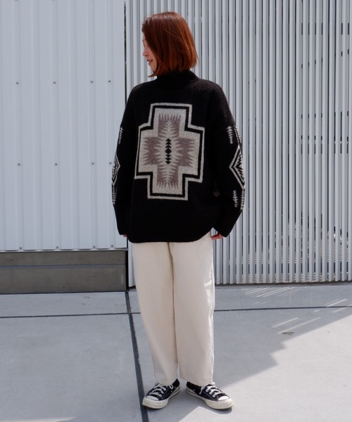 PENDLETON（ペンドルトン）の「PENDLETON/ ペンドルトン　Turtle Neck Pullover タートルネックプルオーバー 1575-6102（ニット/セーター・レディース・ブラック/ホワイト/サックスブルー・FREE）」の14枚目の写真