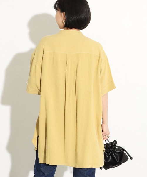 Factor=（ファクターイコール）の「バンドカラー刺繍ビッグシャツ（シャツ/ブラウス・レディース・イエロー×グリーン/ホワイト/ライトベージュ・FREE）」の6枚目の写真