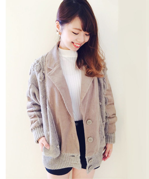 Kastane（カスタネ）の「【Kastane】切替ニットブルゾン（ブルゾン・レディース・ブラック/アイボリー/グレー・FREE）」の3枚目の写真