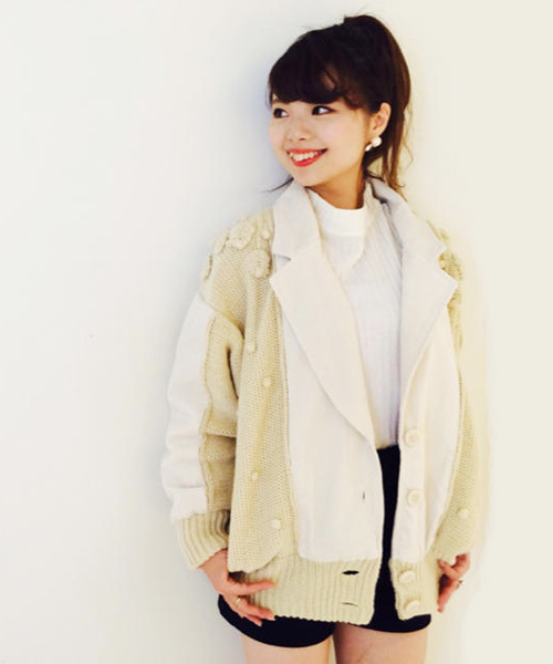 Kastane（カスタネ）の「【Kastane】切替ニットブルゾン（ブルゾン・レディース・ブラック/アイボリー/グレー・FREE）」の4枚目の写真