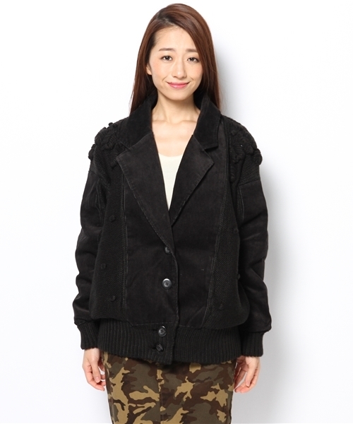 Kastane（カスタネ）の「【Kastane】切替ニットブルゾン（ブルゾン・レディース・ブラック/アイボリー/グレー・FREE）」の7枚目の写真