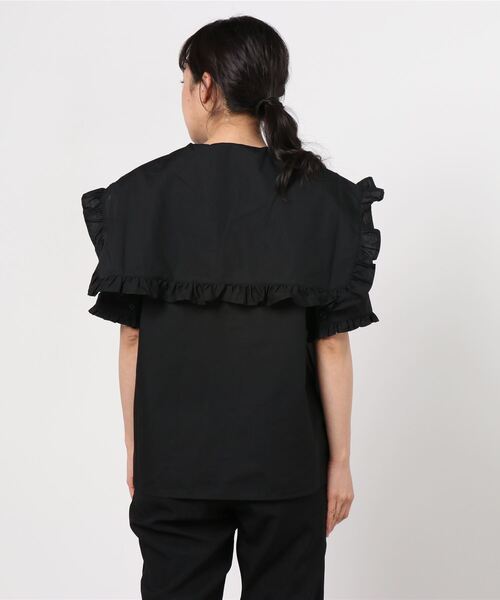 WC（ダブル シー）の「ビッグスクエアカラー半袖ブラウス（シャツ/ブラウス・レディース・ホワイト/ブラック/ブラック系その他/ホワイト系その他・FREE）」の6枚目の写真