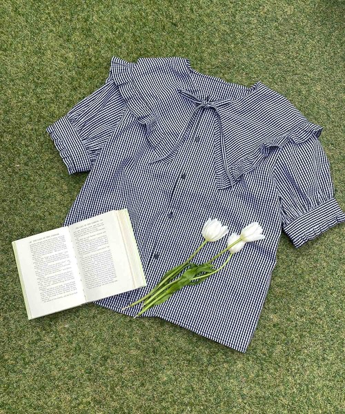 WC（ダブル シー）の「ビッグスクエアカラー半袖ブラウス（シャツ/ブラウス・レディース・ホワイト/ブラック/ブラック系その他/ホワイト系その他・FREE）」の14枚目の写真