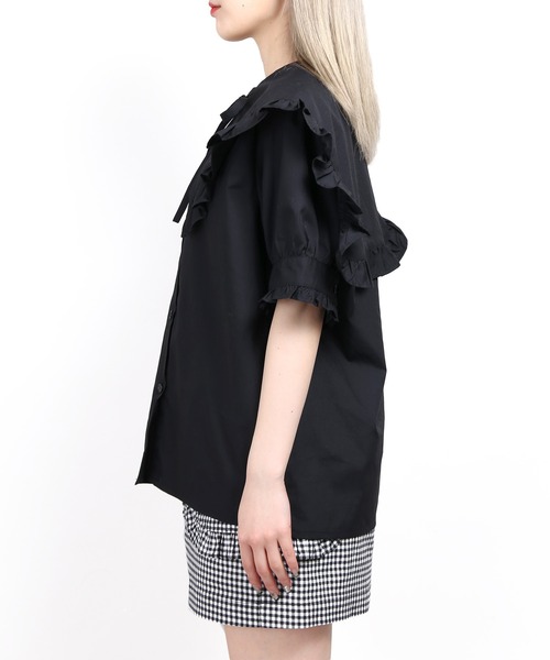 WC（ダブル シー）の「ビッグスクエアカラー半袖ブラウス（シャツ/ブラウス・レディース・ホワイト/ブラック/ブラック系その他/ホワイト系その他・FREE）」の10枚目の写真