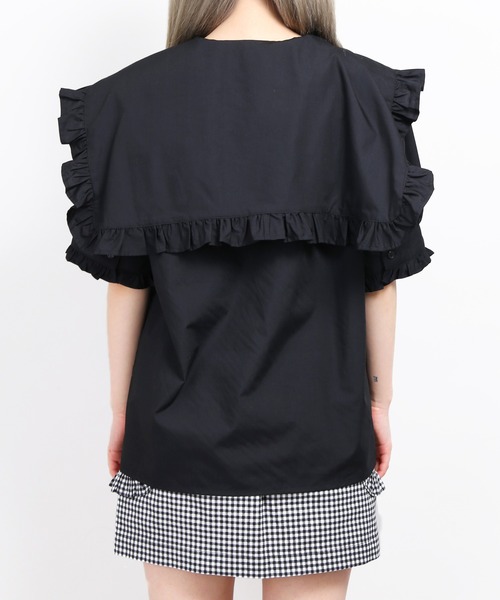 WC（ダブル シー）の「ビッグスクエアカラー半袖ブラウス（シャツ/ブラウス・レディース・ホワイト/ブラック/ブラック系その他/ホワイト系その他・FREE）」の11枚目の写真