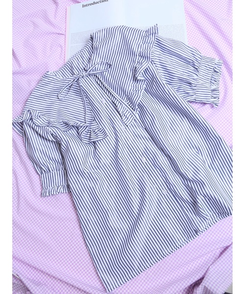 WC（ダブル シー）の「ビッグスクエアカラー半袖ブラウス（シャツ/ブラウス・レディース・ホワイト/ブラック/ブラック系その他/ホワイト系その他・FREE）」の16枚目の写真