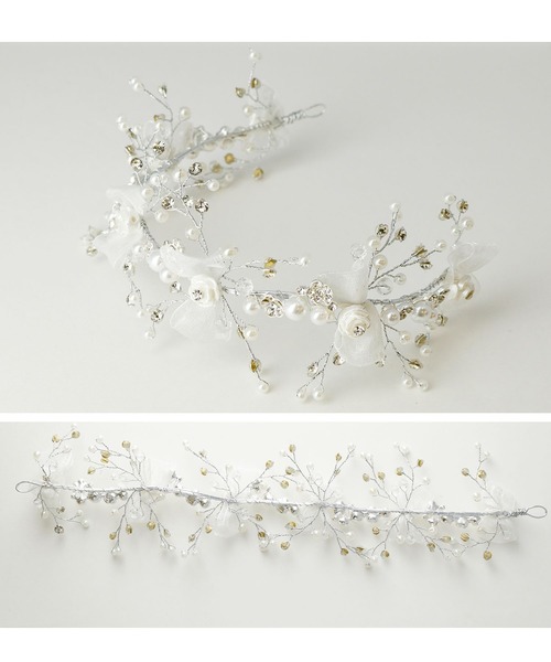 Catherine Cottage（キャサリンコテージ）の「パールリボンフラワーティアラ（その他ヘアアクセサリー・キッズ・ホワイト系・FREE）」の7枚目の写真