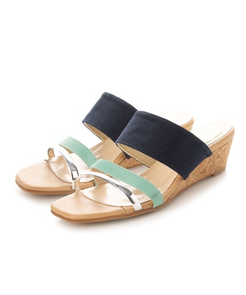 enchanted prima(エンチャンテッドプリマ)の「バイカラーストラップウエッジミュールサンダル(サンダル・レディース・ブルー/ブラックミックス/パイソン・LL/S/M/L)」の12枚目の写真