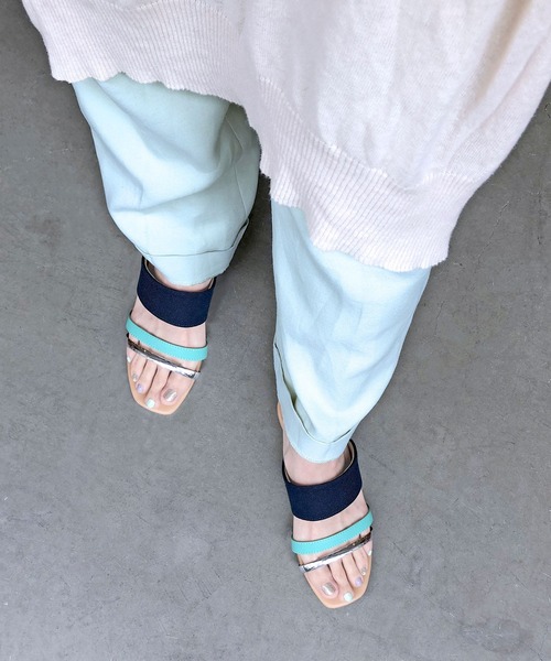 enchanted prima(エンチャンテッドプリマ)の「バイカラーストラップウエッジミュールサンダル(サンダル・レディース・ブルー/ブラックミックス/パイソン・LL/S/M/L)」の10枚目の写真