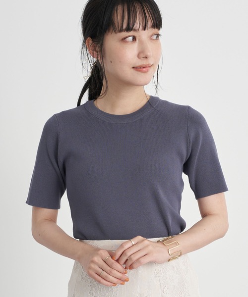 earth music&ecology（アースミュージックアンドエコロジー）の「スタイリッシュニットTシャツ ＊（ニット/セーター・レディース・アイボリー/モカ/ロイヤルブルー/ミント・FREE）」の4枚目の写真